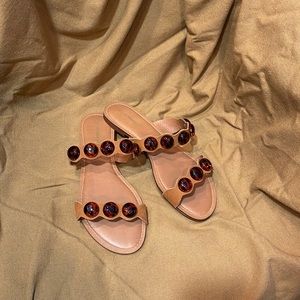 NWT Bruno Menegatti Resort Beaded Leather Sandal Sz 10